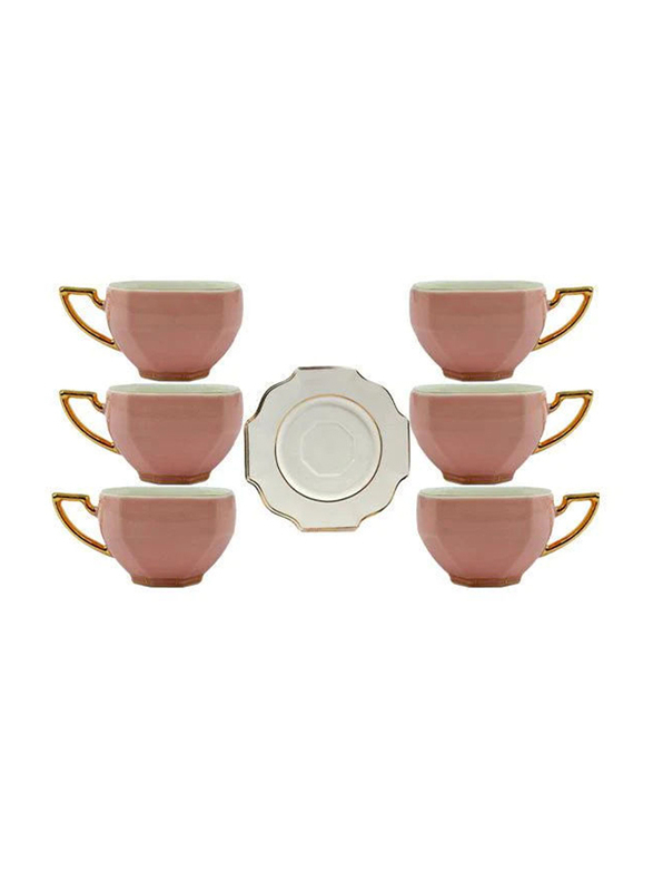 

12-Piece Turkish Cup & Saucer Set, SF-206, Pink