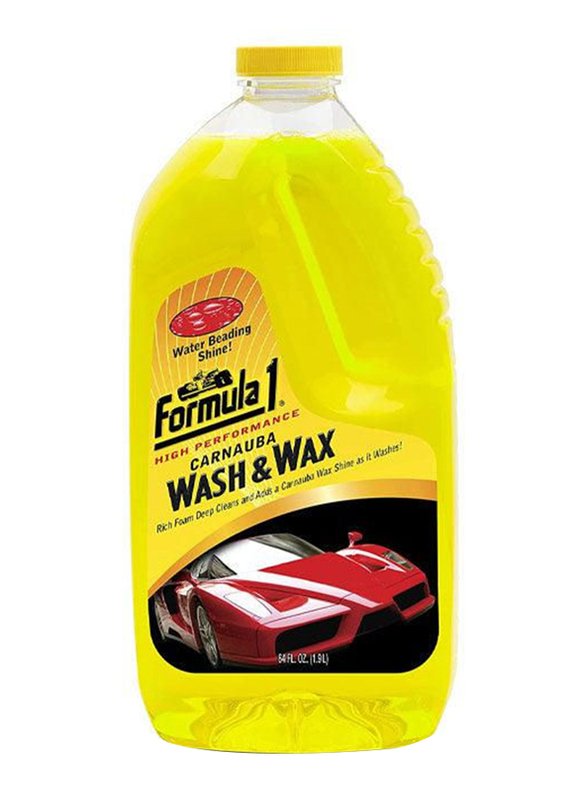 

Formula 1 Carnauba Car Wash and Wax Removes Dirt and Grime, Protects and Shines, 64oz, Yellow