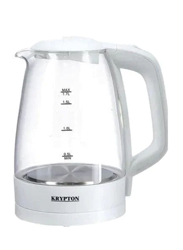 

Krypton 1.7L Electric Glass Cordless Kettle, 2200W, KNK5276, Clear/White