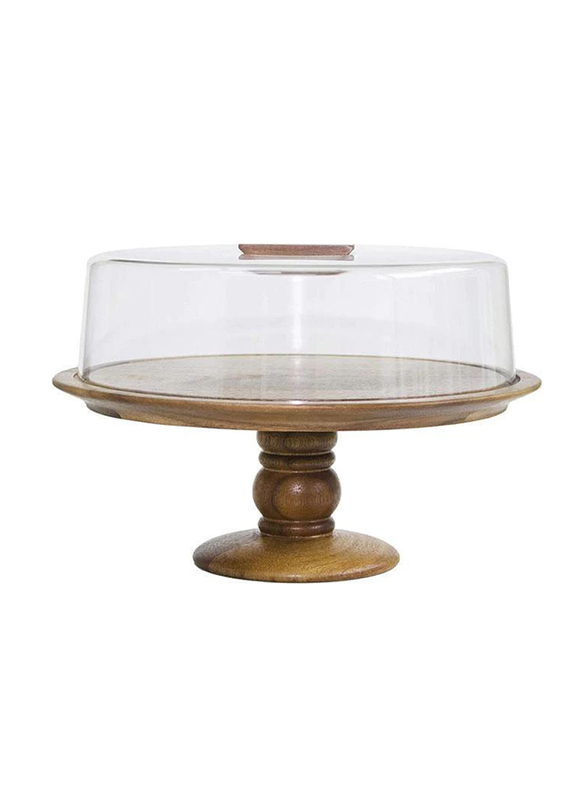 

Billi Wood Round Cake Dome with Stand, ACA-913-1N, Brown