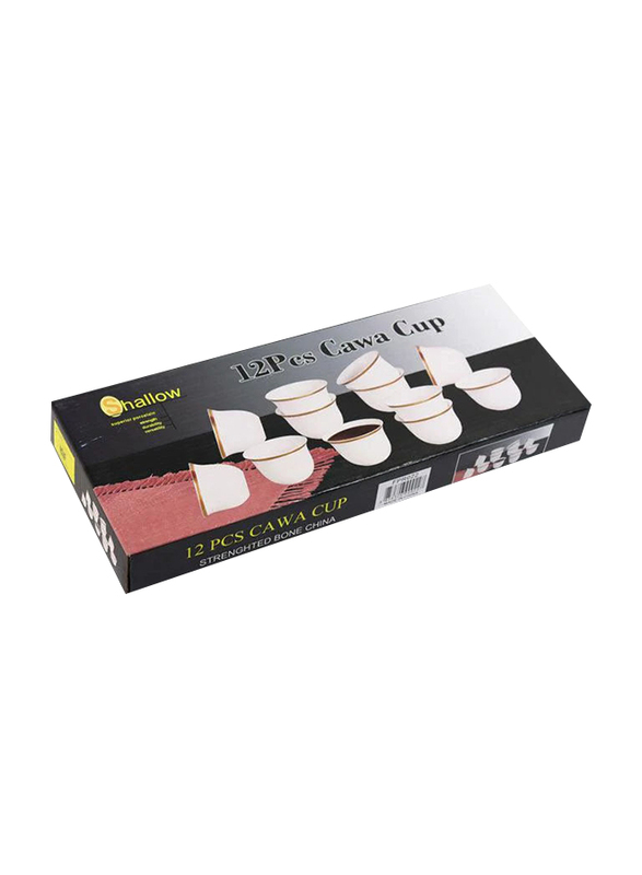 

Shallow 12-Piece Bone China Cawa Cup Set, White
