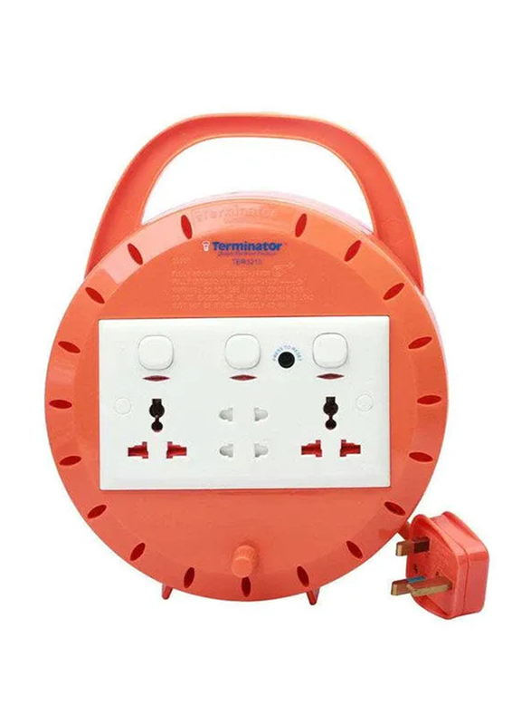 

Terminator 4-Way UK Plug Extension Cord Sockets with 10-Meter Cable, TER 3210-10M, Orange