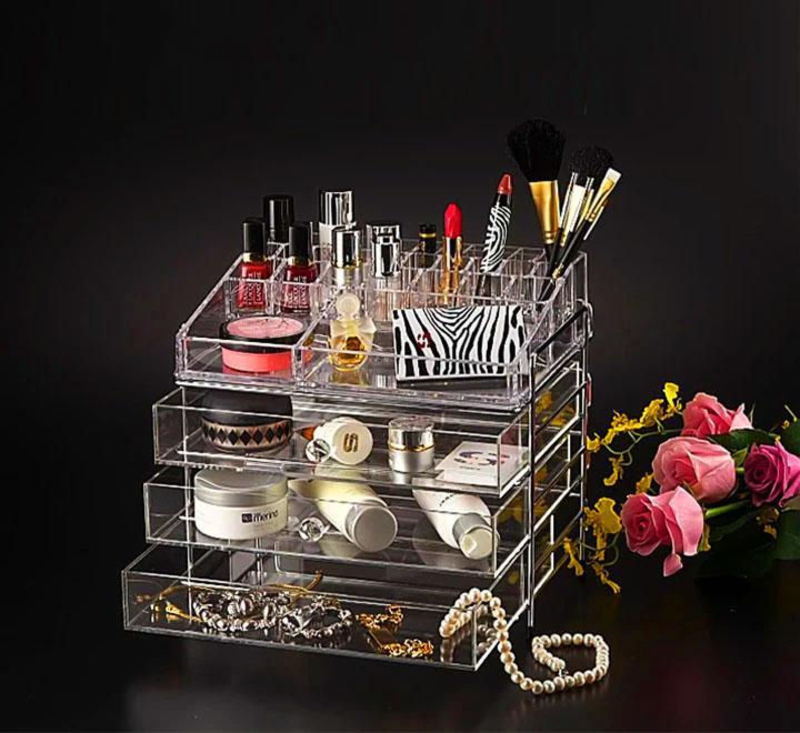 

Acrylic 3-Drawer Makeup Organizer Jewellery Box, Large, Transparent