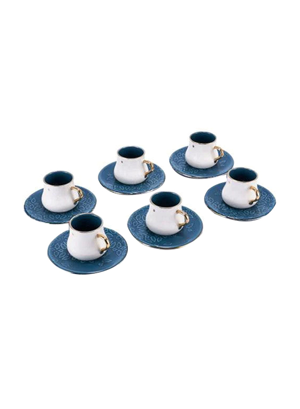 

Ikram 12-Piece Turkish Coffee Cup Set, ET1432, Blue/White