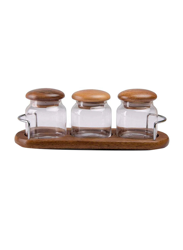 

Billi Canister with Wooden Lid & Stand, 3 Pieces, Clear