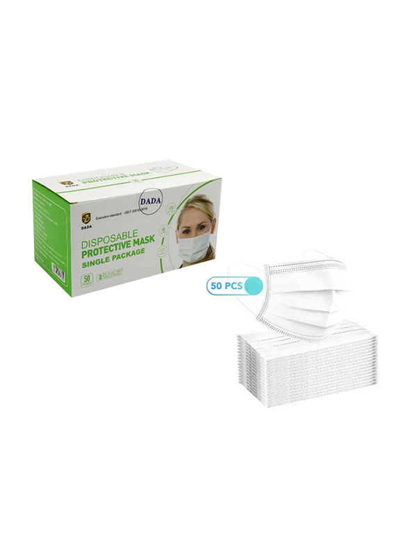 

DADA Disposable Protective Mask, White, 50 Piece