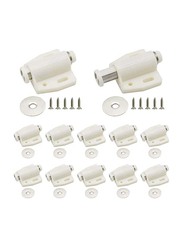 Magnetic Touch Push to Open Door Latch for Heavy Duty Door, 12 Pieces, White