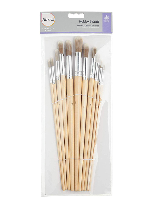 Harris Seriously Good Round Artist Paint Brush Set, 11-Pieces, Beige