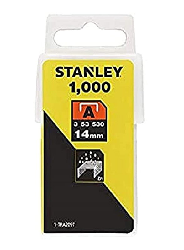 Stanley 14mm Type A Staples, 1000 Pieces, 1-TRA209T, Silver