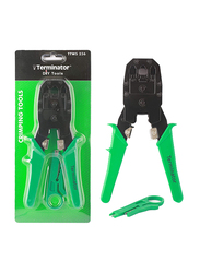 Terminator 3 in 1 Crimping Tool & Wire Stripper for Networking RJ45 RJ11 RJ12, TTWS 236, Black/Green