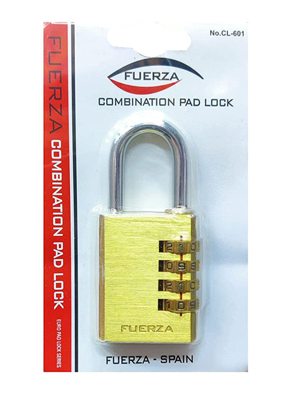 Fuerza CanvasGT Number Code Pad Lock, 30mm, CL-601, Gold