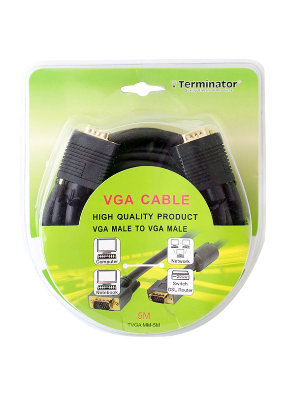 Terminator 3-Meter VGA Type VGA to VGA for Computer Network, Black