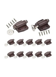 Magnetic Touch Push to Open Door Latch for Heavy Duty Door, 12 Pieces, Brown