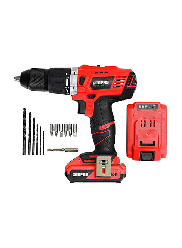 Geepas Cordless Percussion Hammer Drill, 13mm, 18V, GPD1820C, Orange