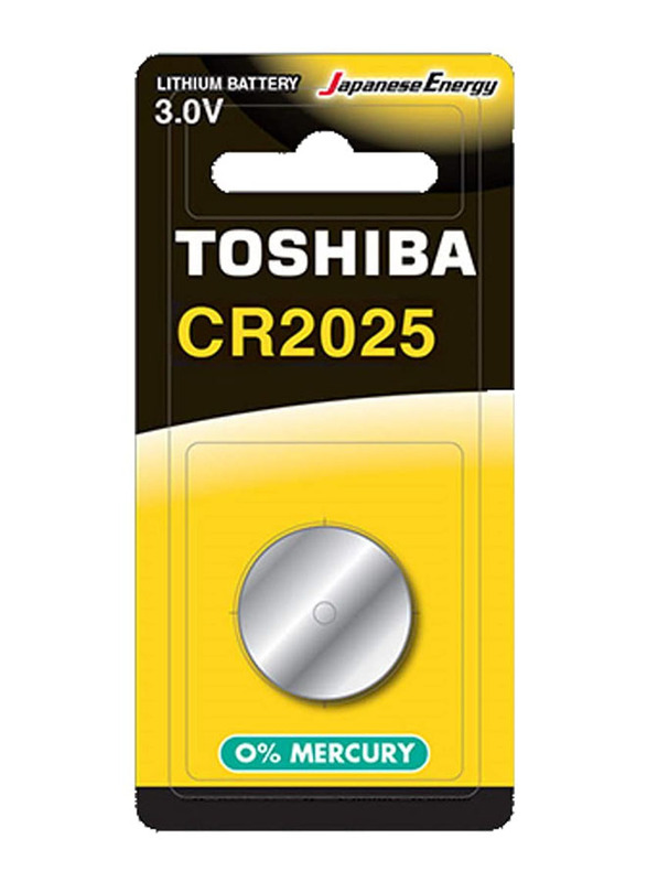 Toshiba 3V Lithium Coin Cell Battery, CR2025, Silver