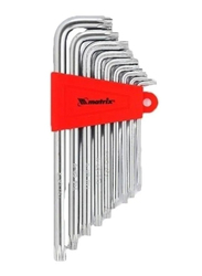 Matrix Small 9-Piece Hex Wrenches Torx With Satin Coating Set, T10-T50, 123059, Silver