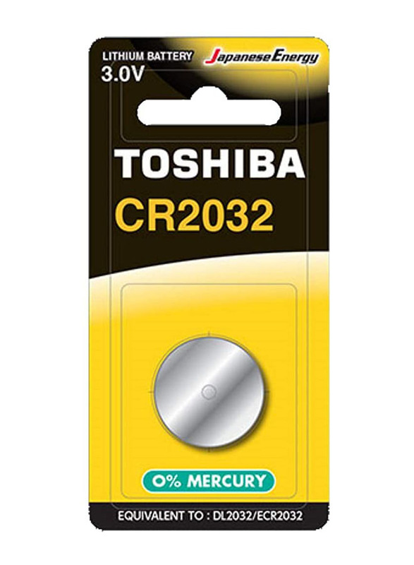 Toshiba 3V Lithium Coin Cell Battery, CR2032, Silver
