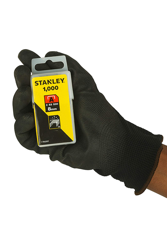 Stanley 8mm Light Duty Type A Staples, 1000 Pieces, 1-TRA205T, Silver