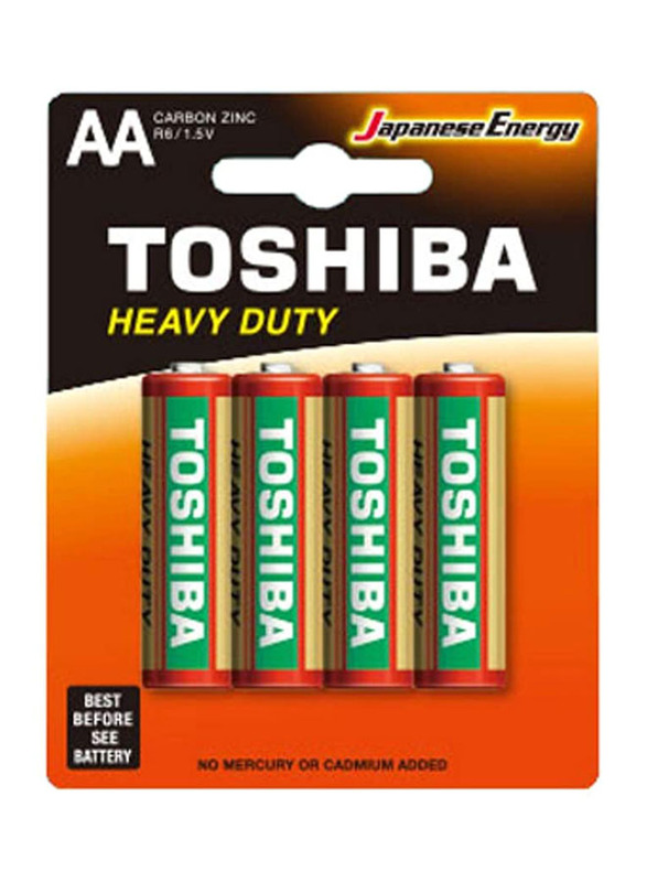 Toshiba Heavy Duty AA Batteries, 4 Pieces, Multicolour
