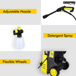 Geepas Car Pressure Washer with Spray Gun, GCW19027, Yellow