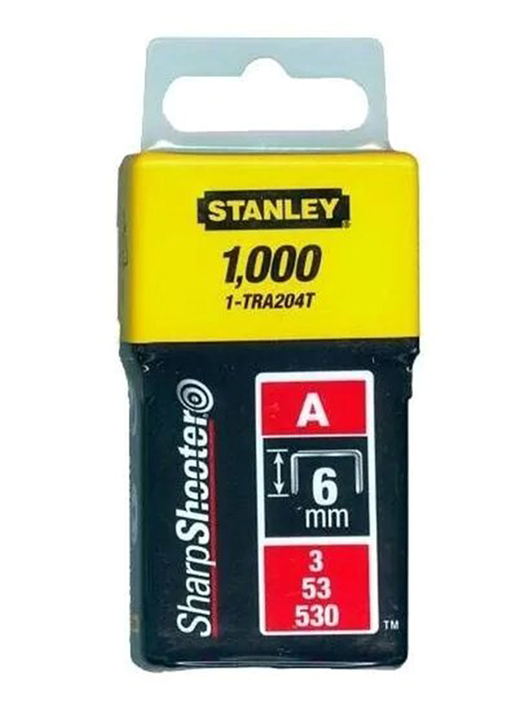 Stanley 12mm Type A Staples, 1000 Pieces, 1-TRA208T, Silver