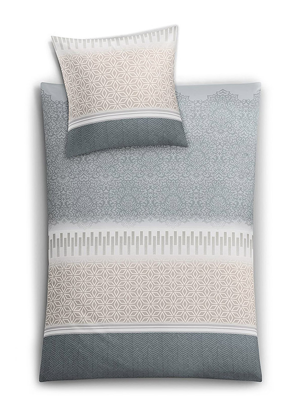 

Kleine Wolke 2-Piece Estrella Reversible Bed Sheet & Pillow Case Set, 1 Fitted Bed Sheet + 1 Pillow Cover, Grey, Single