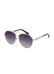 Guess Full Rim Aviator Silver Sunglasses for Women, Grey Lens, GG1188 10B, 59/14/140