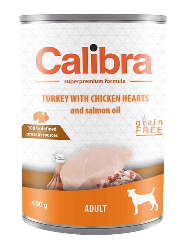 

Calibra Turkey With Chicken Hearts And Salmon Oil Adult Dog Wet Food, 400g