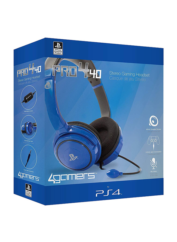 

4Gamers PRO4-40 3.5 mm Jack On-Ear Stereo Gaming Headset, Blue/Black
