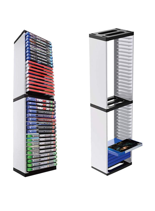 

Dobe Game Storage Tower Stand for PlayStation PS5 PS4/DVD/CD Game, White