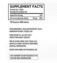 HC Nutrition Zinc Chelate Dietary Supplement, 30 Tablets