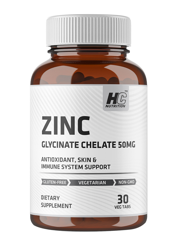 HC Nutrition Zinc Chelate Dietary Supplement, 30 Tablets