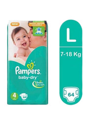 Pampers Baby Dry Diapers, Size 4, 7-18 kg, Jumbo Pack, 64 Count