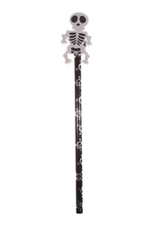Puckator Fun Skeleton Pencil With Eraser Topper, Black/White