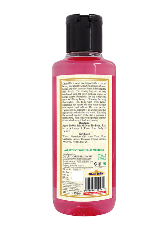 Khadi Organique Rose & Honey Body Wash, 210ml