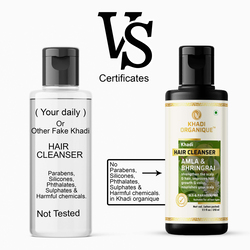 Khadi Organique Amla & Bhringraj Hair Cleanser Shampoo for Sensitive Scalps, 210ml