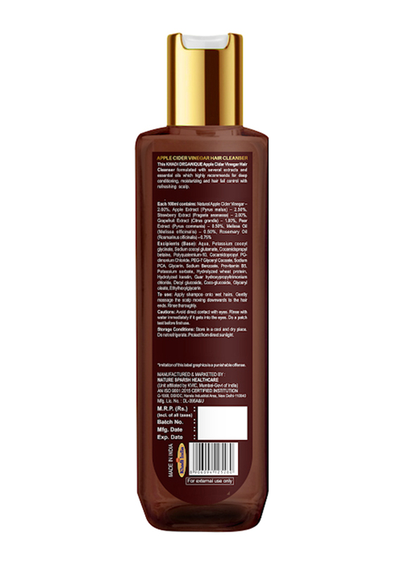 Khadi Organique Apple Cider Vinegar Hair Cleanser Shampoo for Sensitive Scalps, 200ml