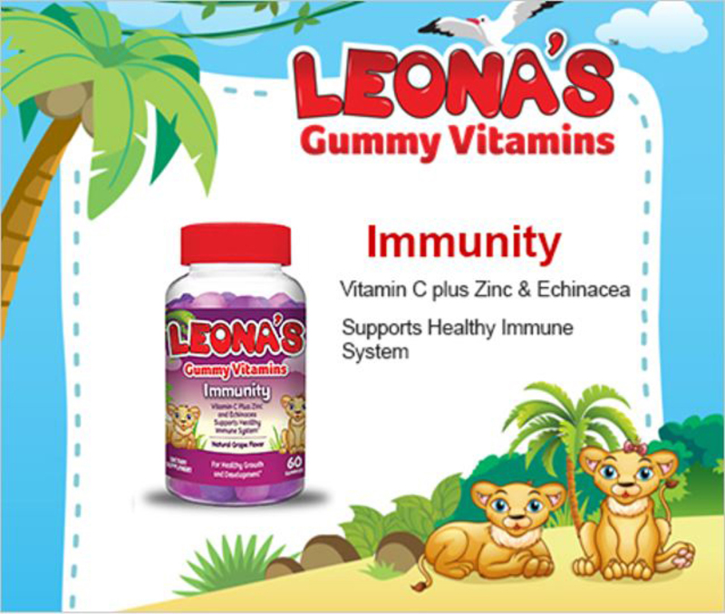 Leona's Immunity Vitamins Dietary Supplement, 250mg, 60 Gummy