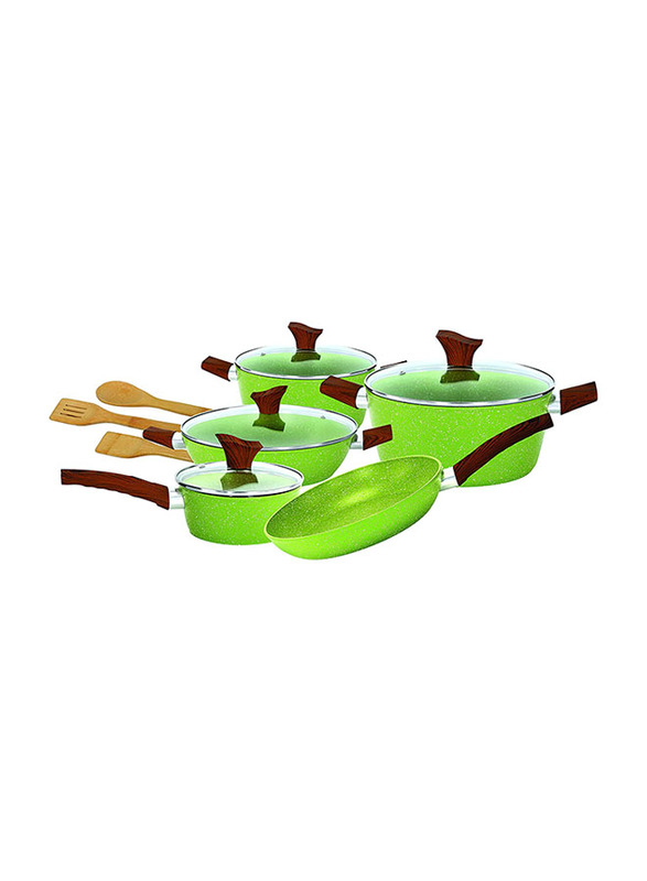 Royalford 12-Pieces Non-Stick Cookware Set, Green