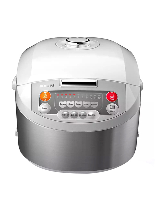 

Philips Viva Collection Fuzzy Logic Rice Cooker, HD3038, White/Grey