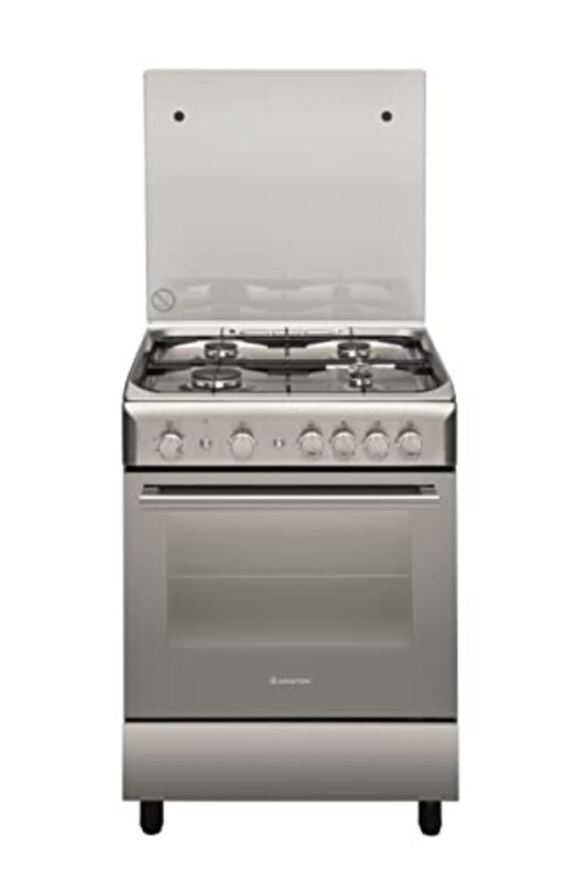 

Ariston 60 x 60cm 4 Burner Free Standing Gas Cookers, A6TG1F C(X) EX, Silver
