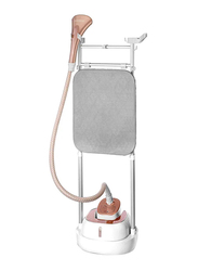Black+Decker Digital Garment Steamer with 6 Stage Double Pole & Ironing Board, 2000W, GSTD2050-B5, White/Silver/Gold