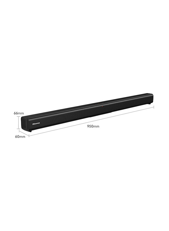 Hisense HS205 2.0 Channel Wireless Bluetooth Sound Bar, 60W, Black