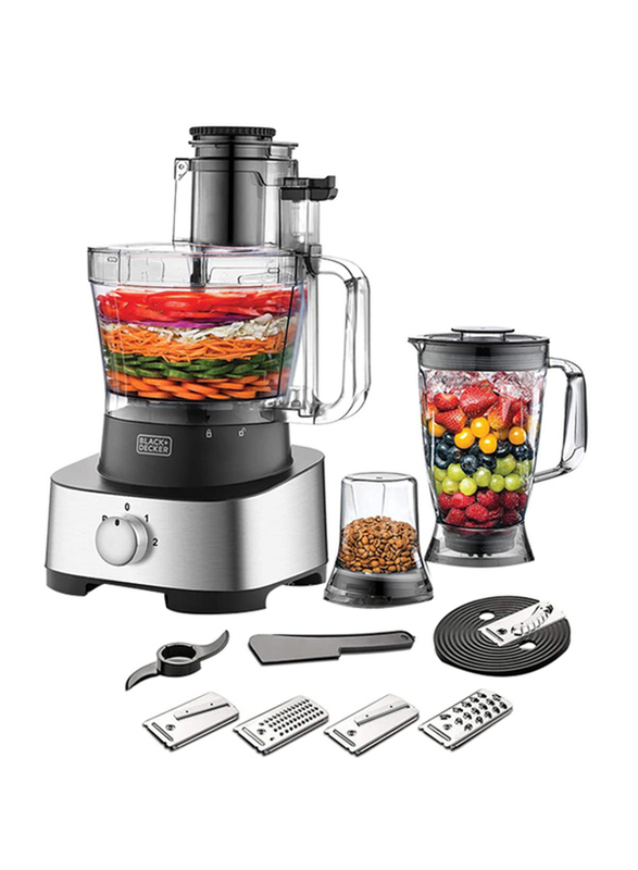 

Black+Decker 4-in-1 Food Processor with 31 Functions, 880W, FX1050-B5, Silver/Black