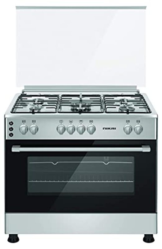 

Nikai 84.01 x 94.01cm 5 Burner Free Standing Gas Cookers, U6090EG, Silver