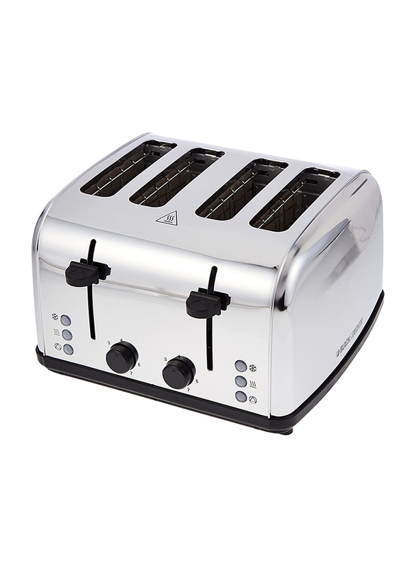 

Black+Decker 4-Slice Stainless Steel Pop-Up Toaster with Dual Control, 1800W, ET304, Silver/Black