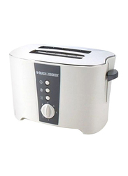 Black+Decker Bread Toaster 2 Slice with Crumb Tray, ET122-B5, White/Grey