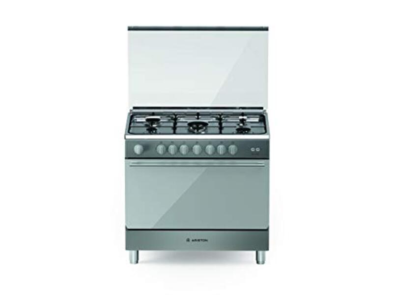 

Ariston 90 x 60cm 5 Burner Free Standing Gas Cookers, BAM 951 MGS M, Silver