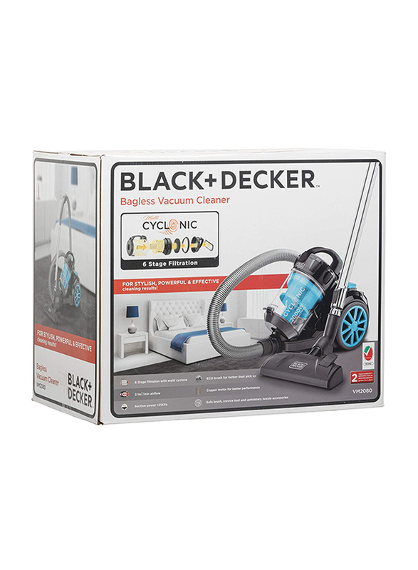 Black+Decker Canister Vacuum Cleaner, 2.5L, 2000W, VM2080-B5, Blue/Black