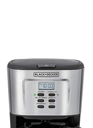 Black+Decker 1.5L 12 Cup Drip Programmable Coffee Machine, 900W, DCM85-B5, Silver/Black